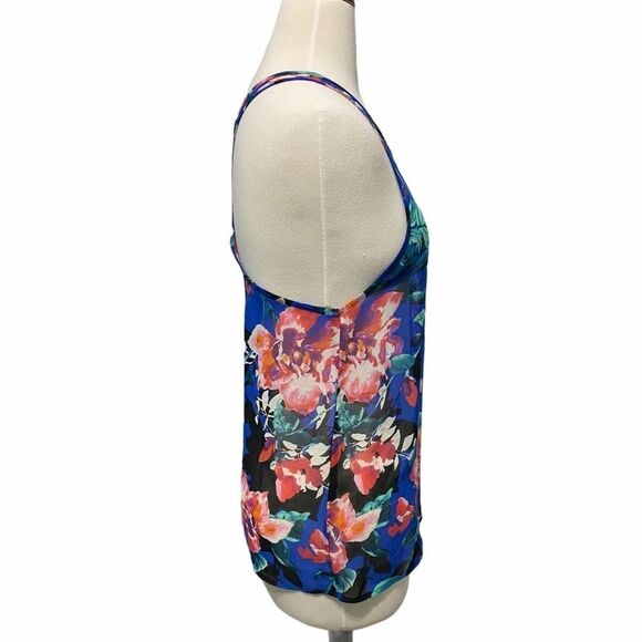 Everly Floral Racerback Tank Top Blue Size Small - Picture 7 of 10